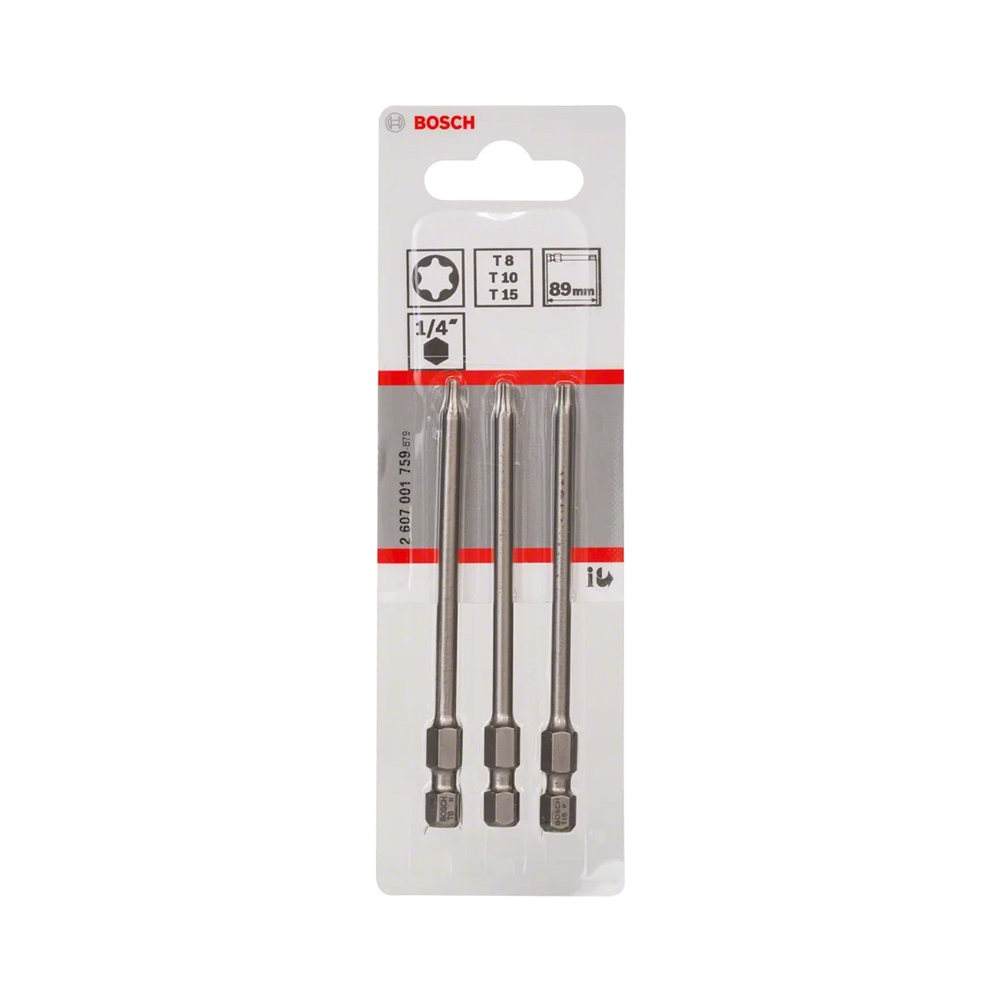 Séries mistas de pontas de aparafusadora Extra Hard T8, T10, T15 89mm (3 unids) BOSCH  2