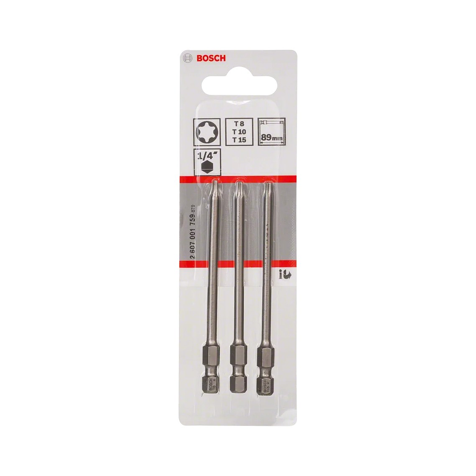 Séries mistas de pontas de aparafusadora Extra Hard T8, T10, T15 89mm (3 unids) BOSCH  2