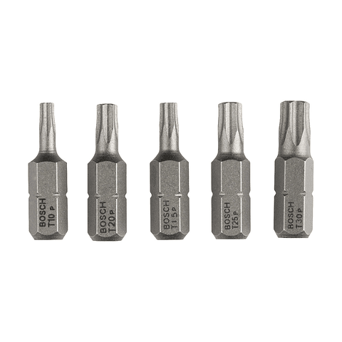 Séries mistas de pontas de aparafusadora Extra Hard T10, T15, T20, T25, T30 125mm (5 unids) BOSCH