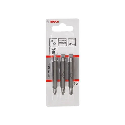 Conjunto de 3 pontas de aparafusar duplas (3 unids) 60mm BOSCH