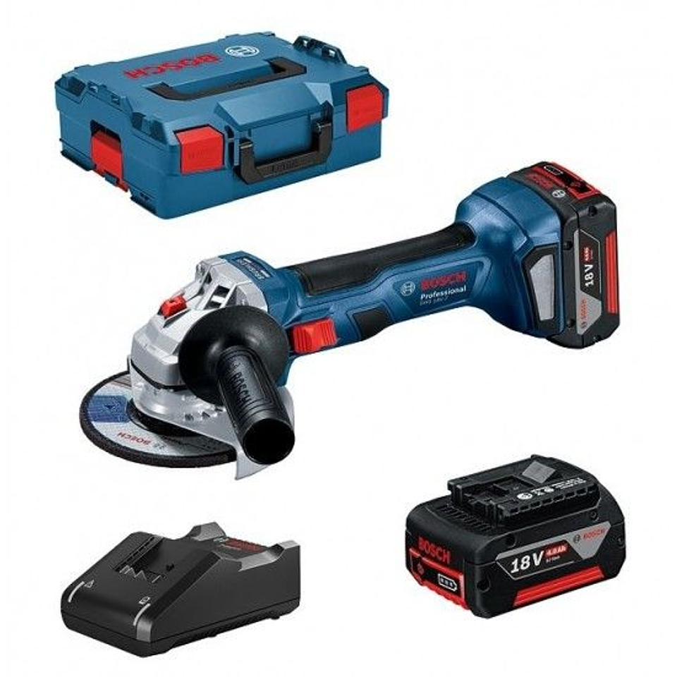 Rebarbadora sem escovas GWS 18V-7 (125) + 2 Baterias 18V 4.0Ah BOSCH 1
