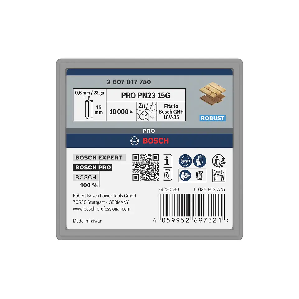 Pino PRO PN23 G, 0,65/23 g, galvanizado, 15 mm, 10.000 unid BOSCH 2