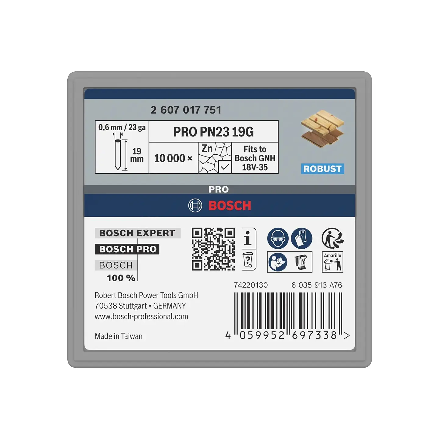 Pino PRO PN23 G, 0,65/23 g, galvanizado, 19 mm, 10.000 unid BOSCH 2