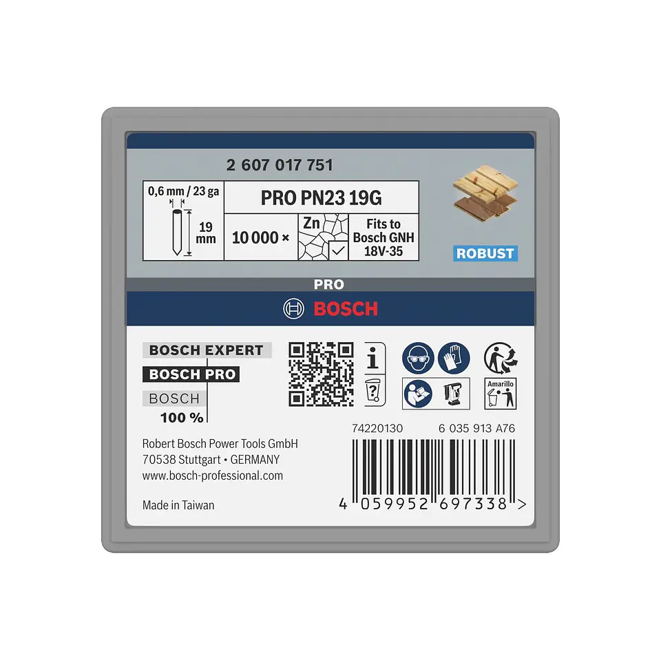 Pino PRO PN23 G, 0,65/23 g, galvanizado, 19 mm, 10.000 unid BOSCH 2
