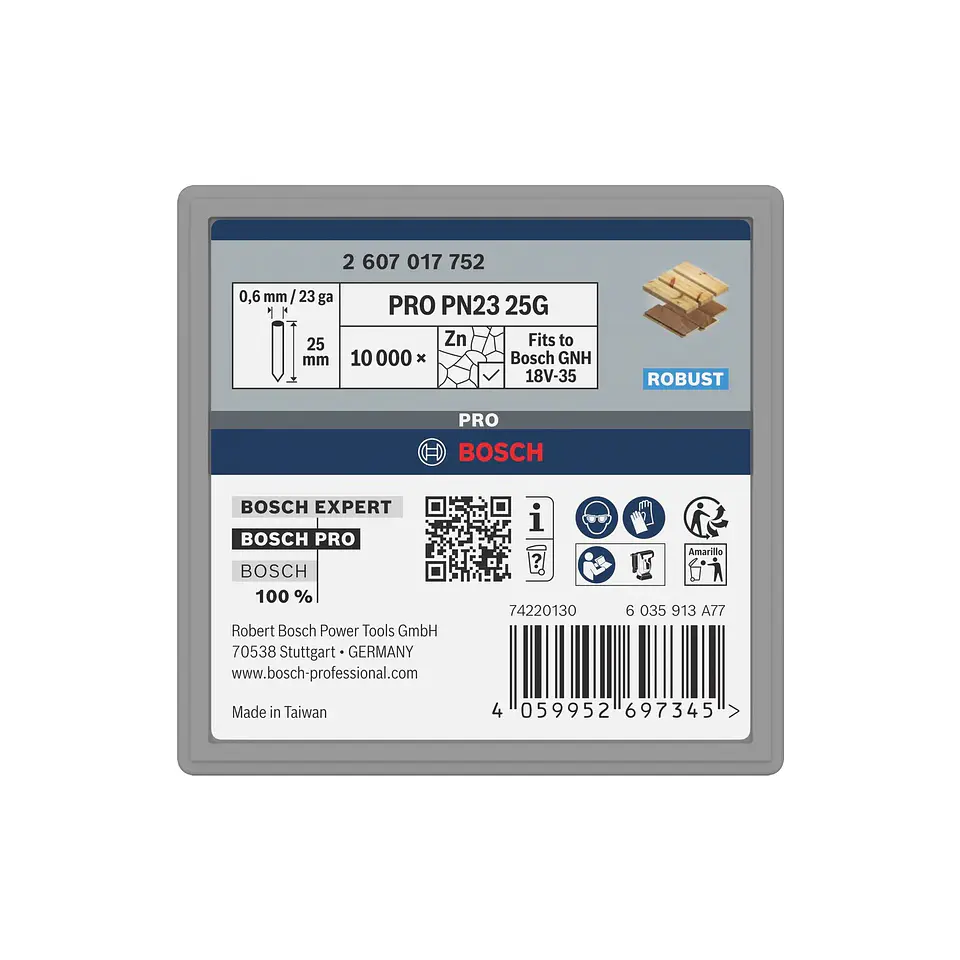 Pino PRO PN23 G, 0,65/23 g, galvanizado, 25 mm, 10.000 unid BOSCH 2