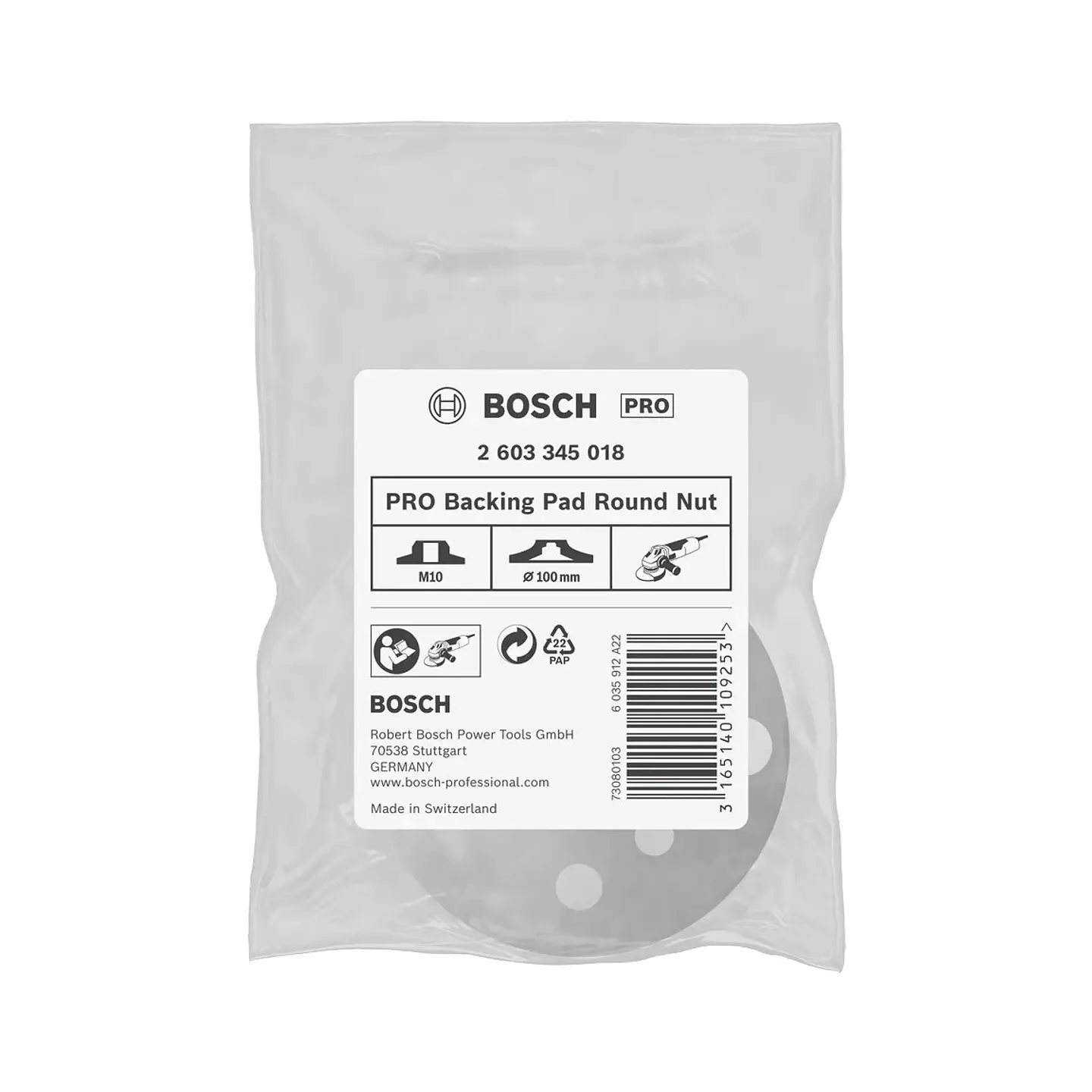 Porca redonda de apoio PRO M10 Ø100 mm BOSCH  2
