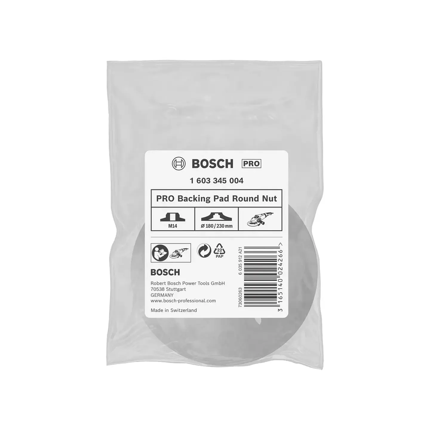 PRO Backing Pad Round Nut M14 Ø180/230mm BOSCH 2