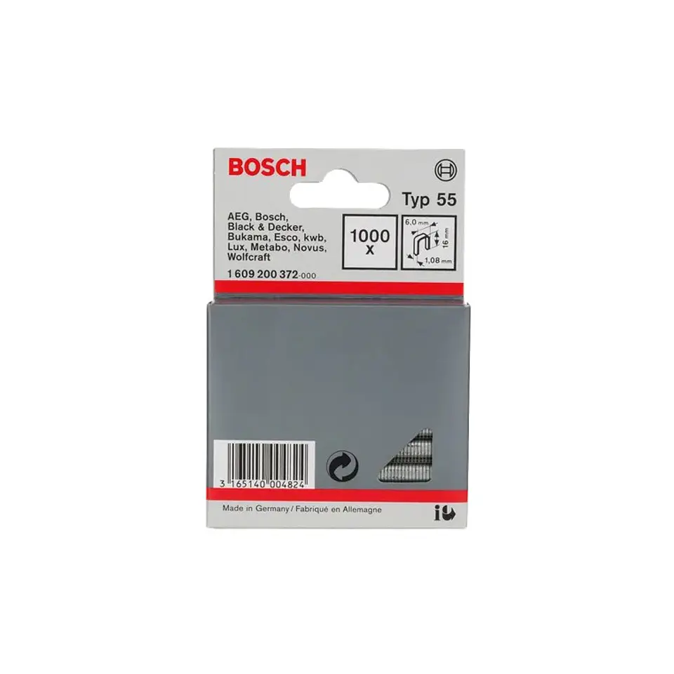 Agrafo estreito, tipo 55 16mm (1000 unids) BOSCH 1
