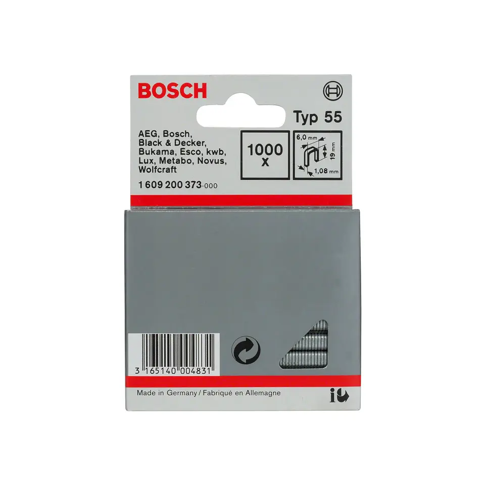 Agrafo estreito, tipo 55 19mm (1000 unids) BOSCH 1
