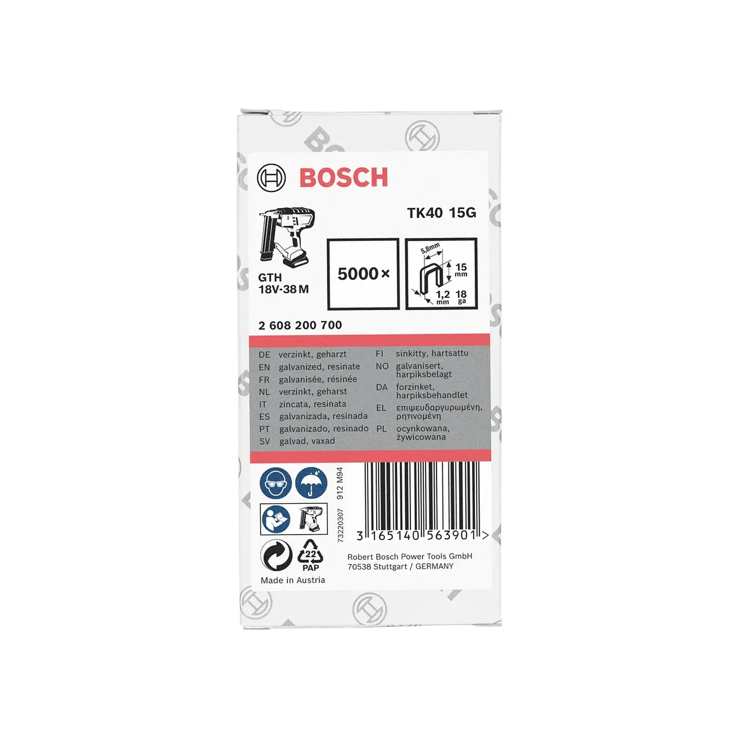 Agrafo de coroa estreita, TK40 15G BOSCH  3