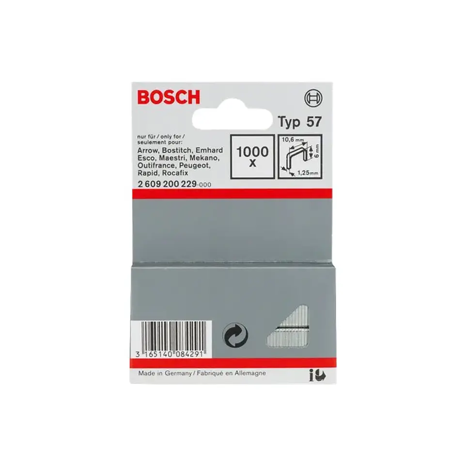 Agrafo de arame direito tipo 57 6mm BOSCH  1