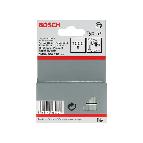 Agrafo de arame direito tipo 57 8mm BOSCH
