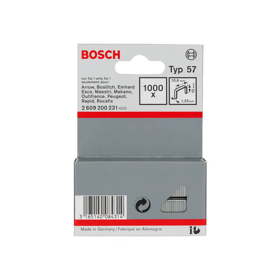 Agrafo de arame direito tipo 57 10mm BOSCH 1