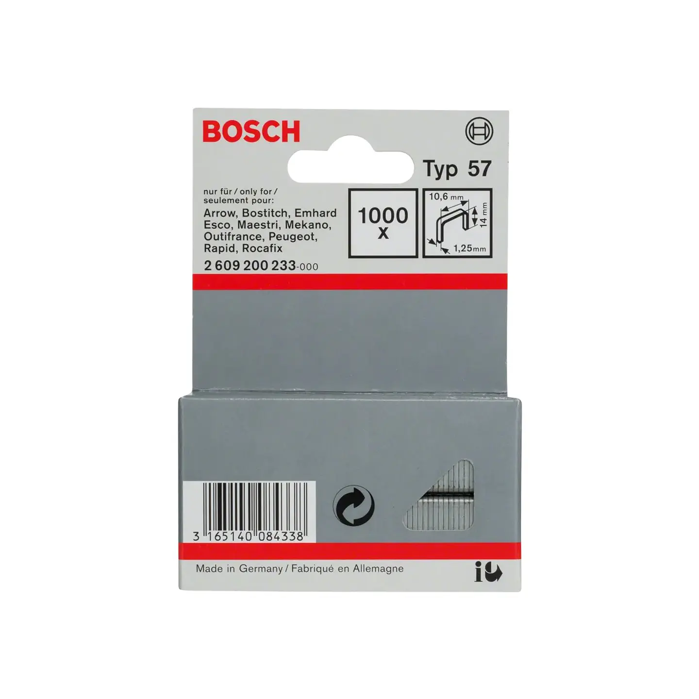 Agrafo de arame direito tipo 57 14mm BOSCH 1