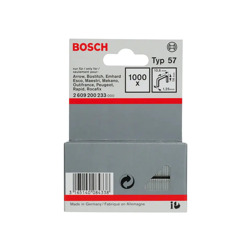 Agrafo de arame direito tipo 57 14mm BOSCH 1
