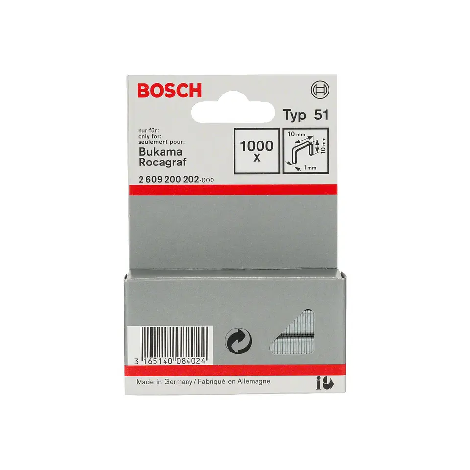 Agrafo de arame direito, tipo 51 10mm BOSCH 1