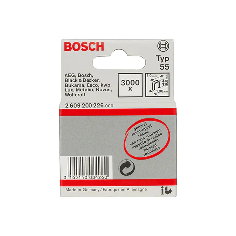 Agrafo de arame fino, tipo 55 (3000 unids) 19mm BOSCH