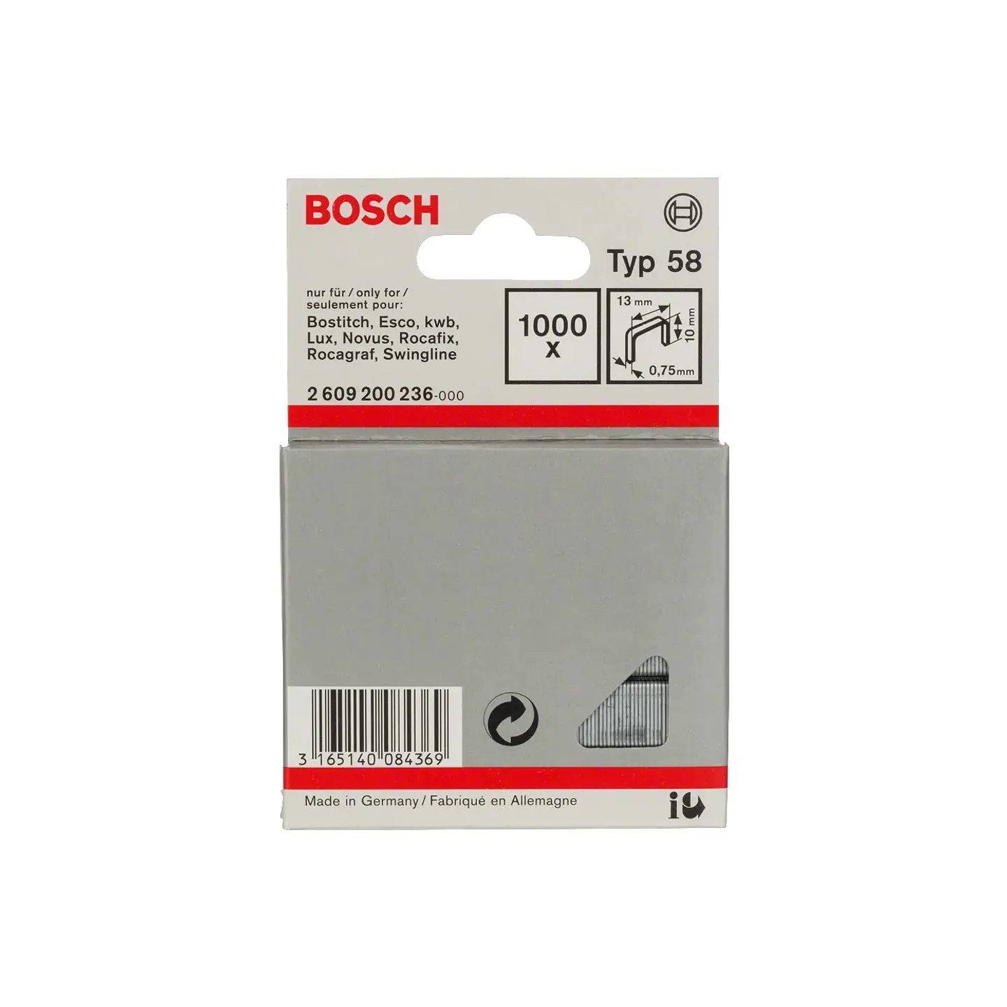Agrafo de arame fino, tipo 58 10mm BOSCH 1