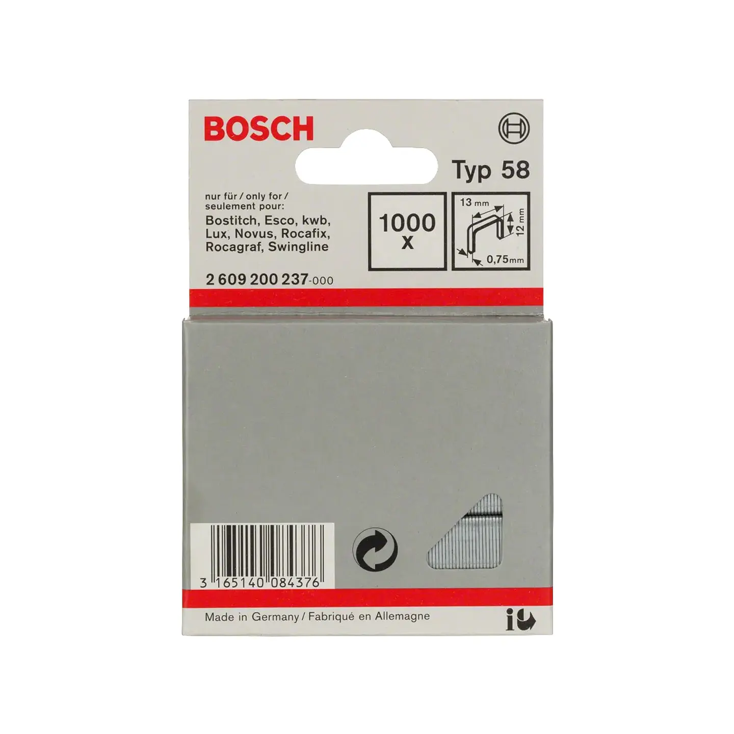 Agrafo de arame fino, tipo 58 12mm BOSCH 1