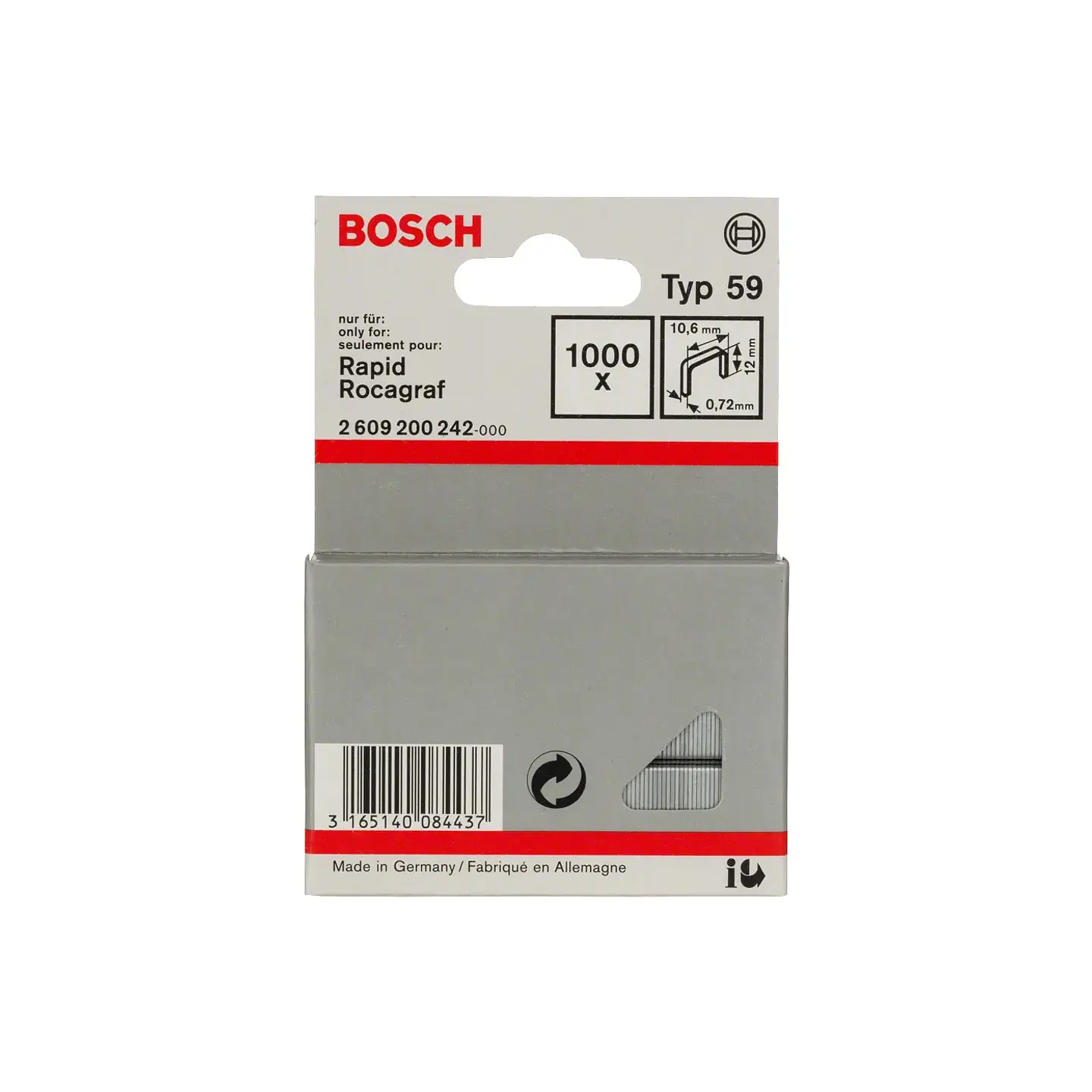 Agrafo de arame fino, tipo 59 12mm BOSCH 1