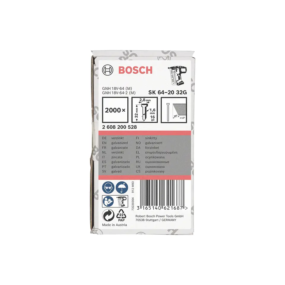 Prego de acabamento, SK64-20 32G BOSCH  2