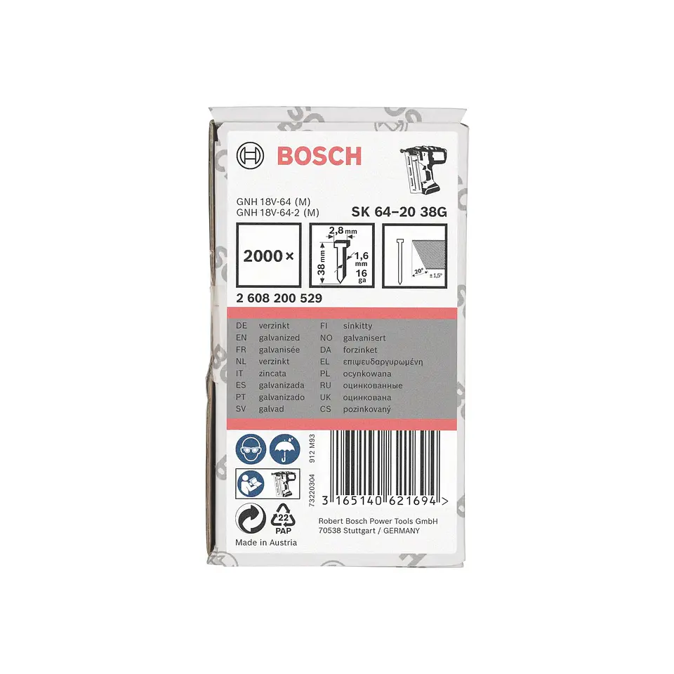 Prego de acabamento, SK64-20 38G BOSCH 2