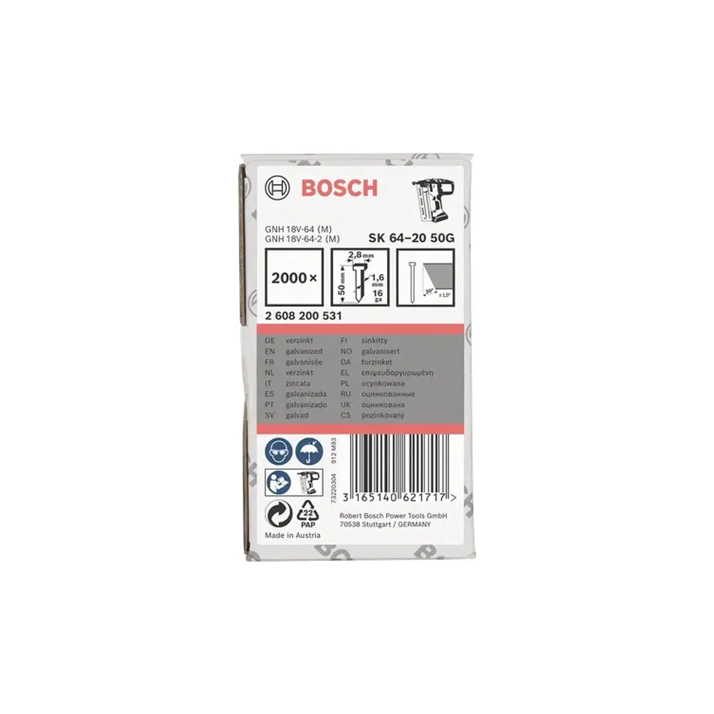 Prego de acabamento, SK64-20 50G BOSCH 2
