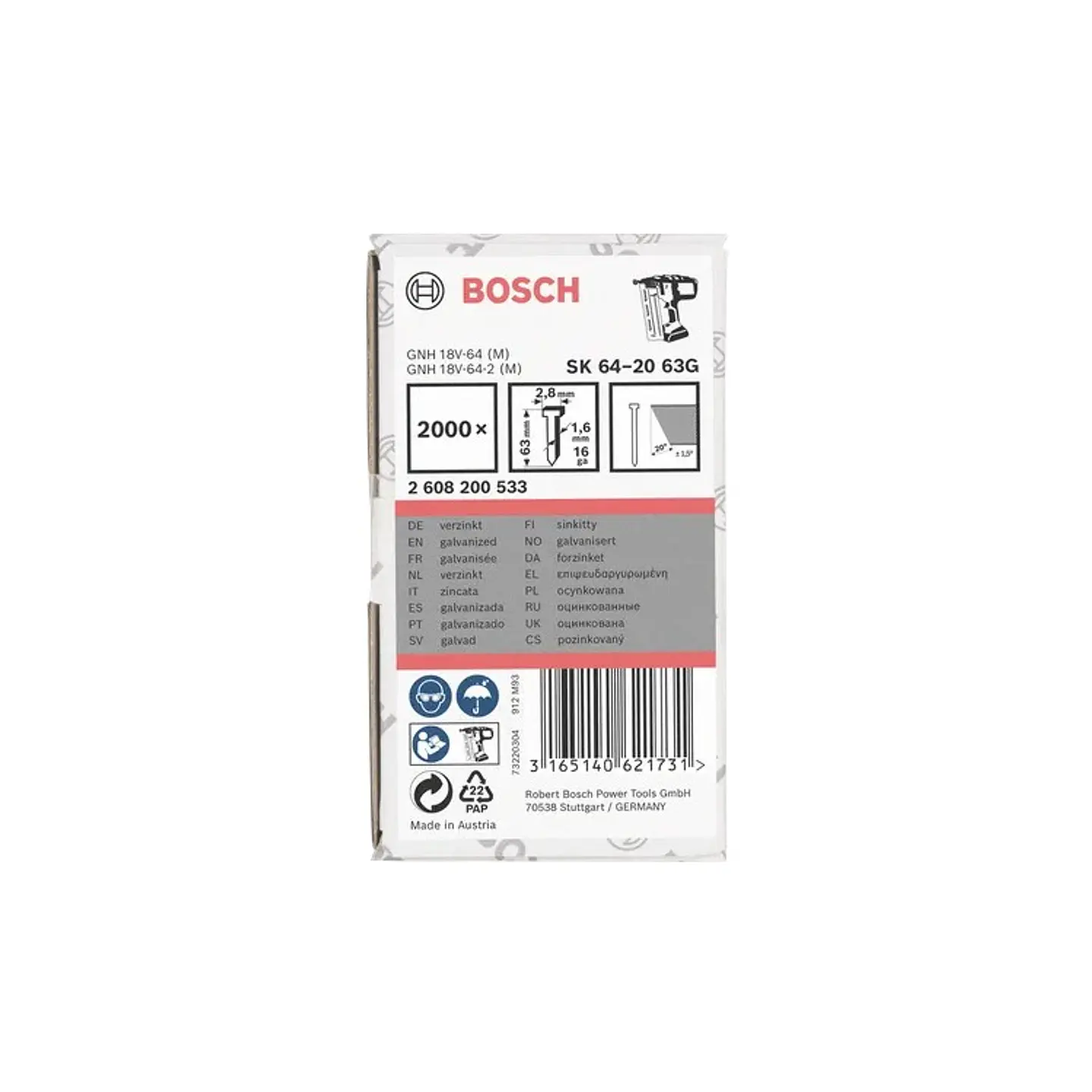 Prego de acabamento, SK64-20 63G BOSCH 3