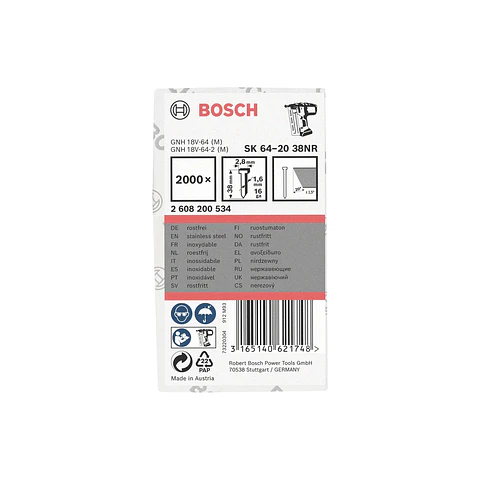 Prego de acabamento, SK64-20 38NR BOSCH 