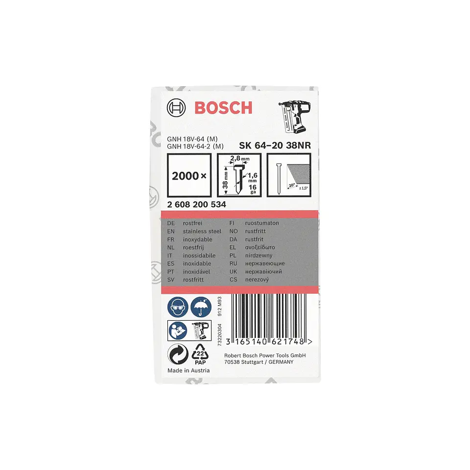 Prego de acabamento, SK64-20 38NR BOSCH  2