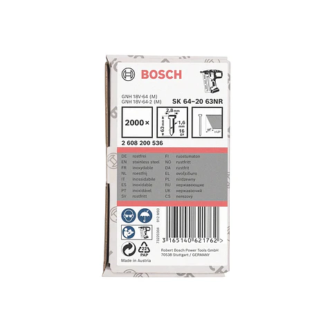 Prego de acabamento, SK64-20 63NR BOSCH