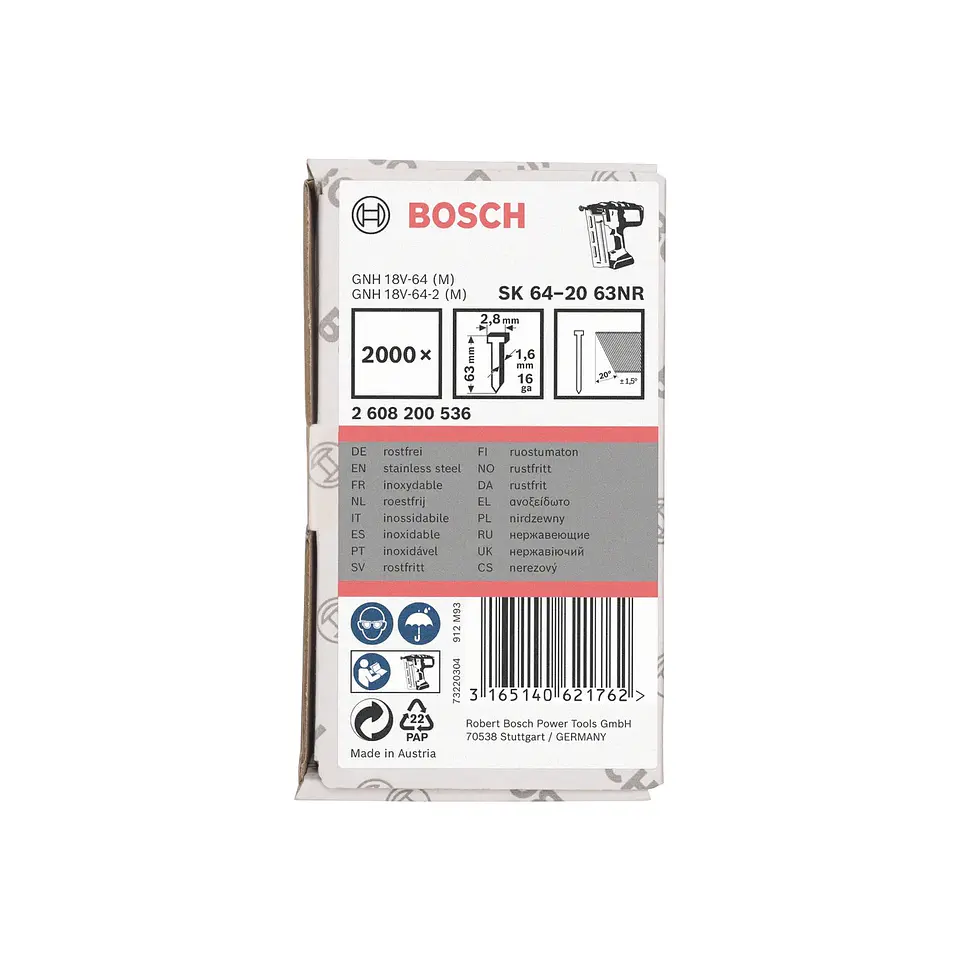 Prego de acabamento, SK64-20 63NR BOSCH 2