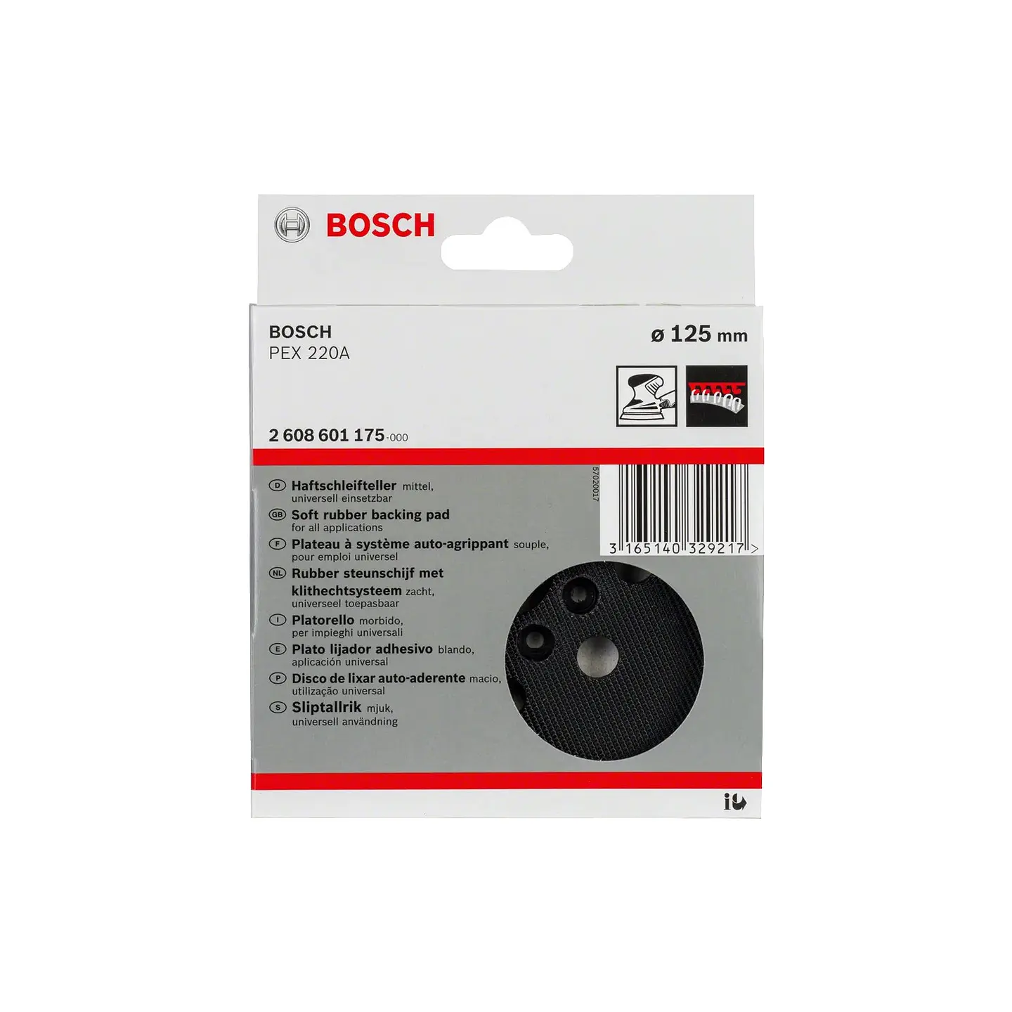 Prato de lixa com 8 perfurações, 125 mm, dureza média PEX 220 A BOSCH 2