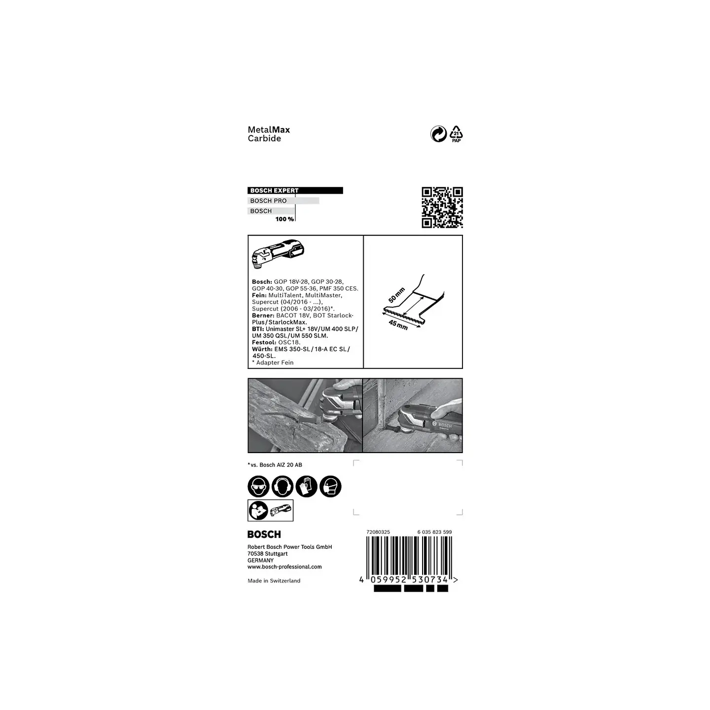 Lâmina para corte de imersão EXPERT PAIZ 45 AIT MetalMax BOSCH  4