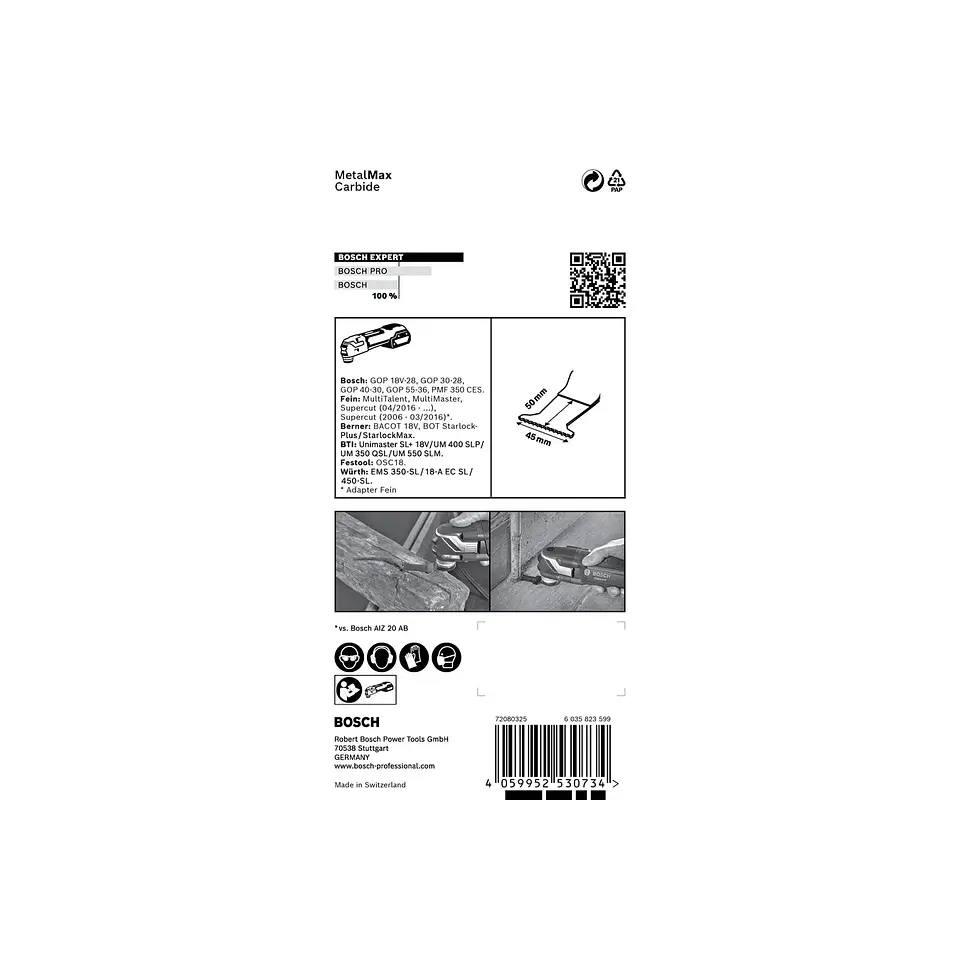 Lâmina para corte de imersão EXPERT PAIZ 45 AIT MetalMax BOSCH  4