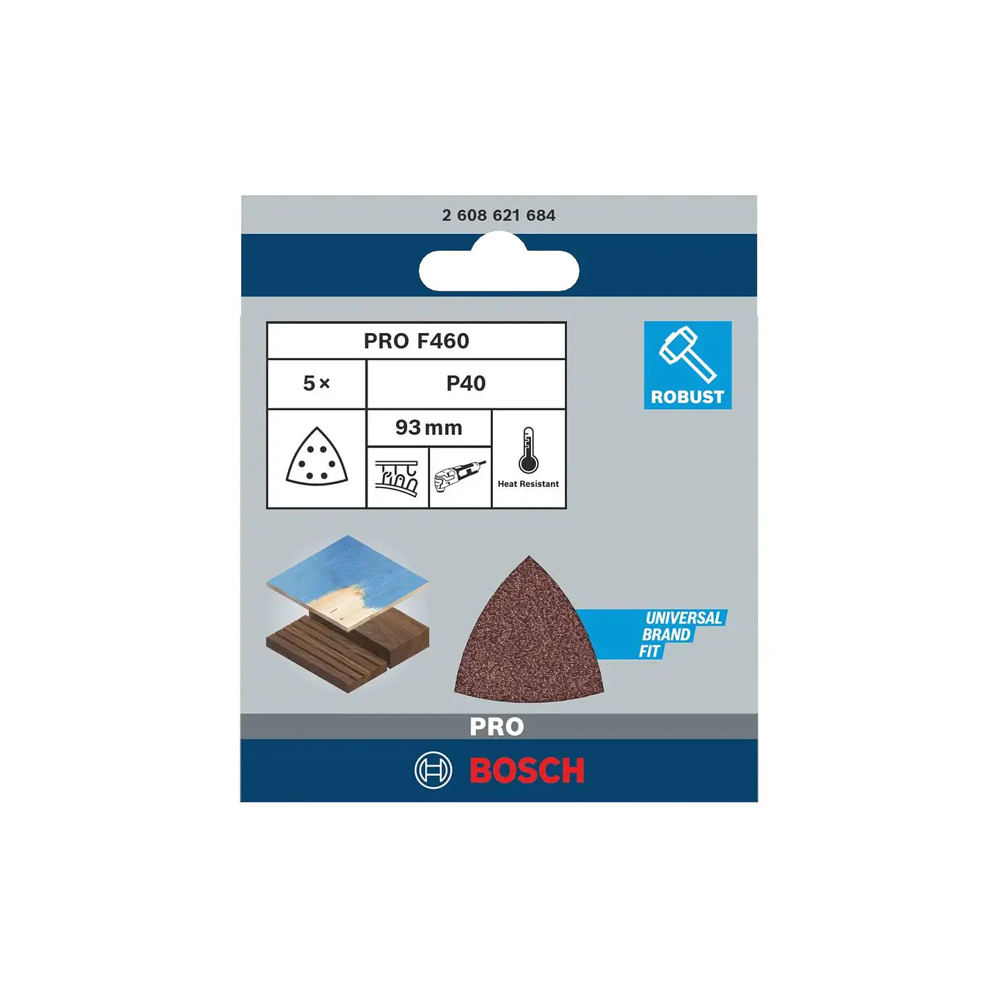 Folha de lixa PRO F460, 93 x 93 mm, G40, 5 unid. BOSCH  4