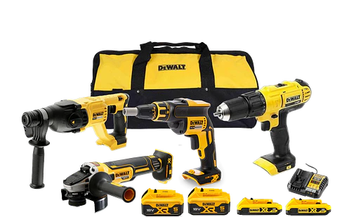 Kit de pladur (gesso cartonado) sem fio Martelo + Rebarbadora + Aparafusadora + Aparafusadora + 4 Baterias 18V DCK304P4 DEWALT 