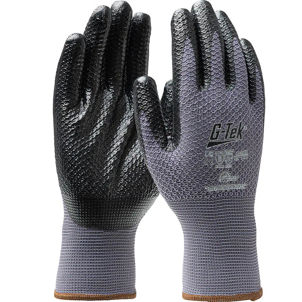 Luva sem Costura com Revestimento de Nitrilo Cinza 3RX™ G-Tek® By PIP 1