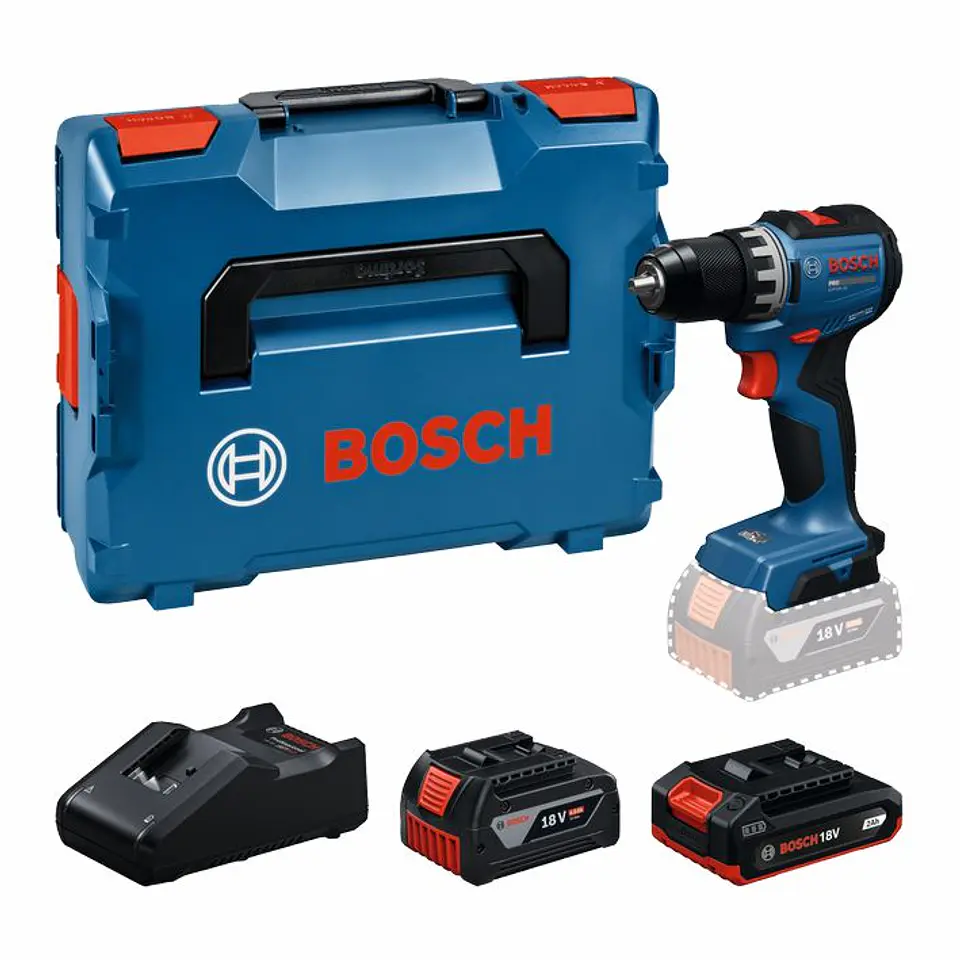 Aparafusadora sem fio PRO GSR 18V-52 + 2 Baterias 18V (1x 4.0Ah + 1x 2.0Ah) + Mala L-BOXX BOSCH 1