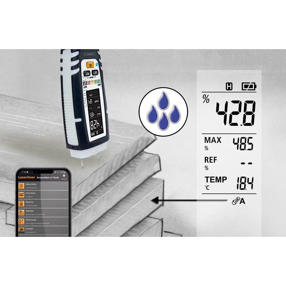 Kit medidor de humidade DampMaster Allround Set LASERLINER 4
