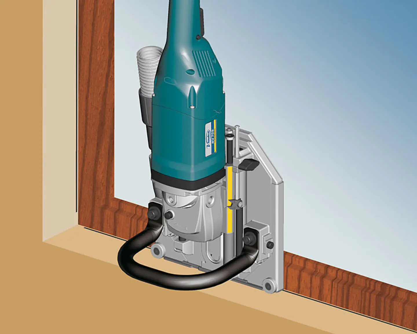 Serra para Corte de Aros de Portas e Janelas (Madeira e Betão) Ø200mm 1.700W RV70U VIRUTEX 3