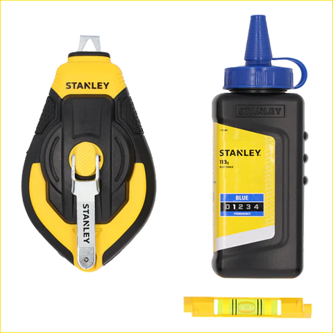 Traçador linhas ( Fio Blue) 30 MT 3.1 + Pó Azul + Nível STHT47312-0 STANLEY 