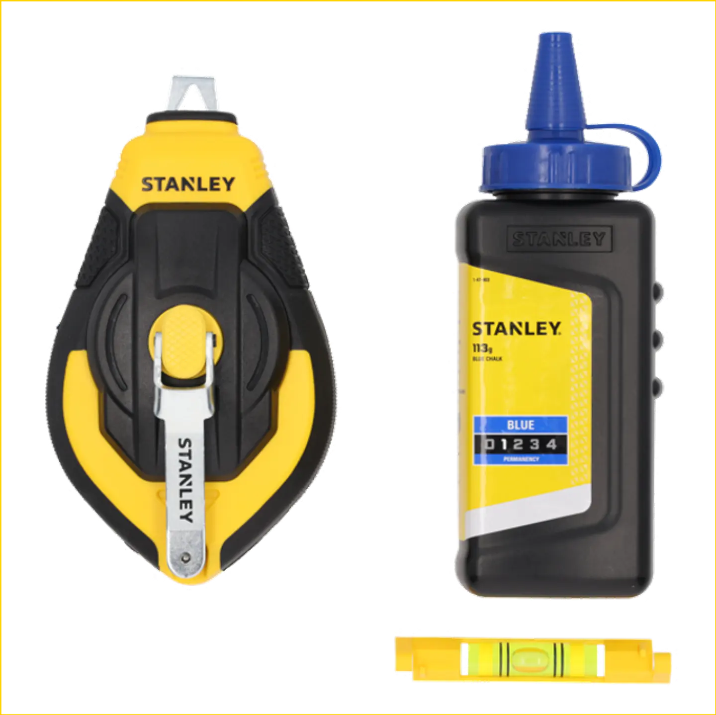 Traçador linhas ( Fio Blue) 30 MT 3.1 + Pó Azul + Nível STHT47312-0 STANLEY  1