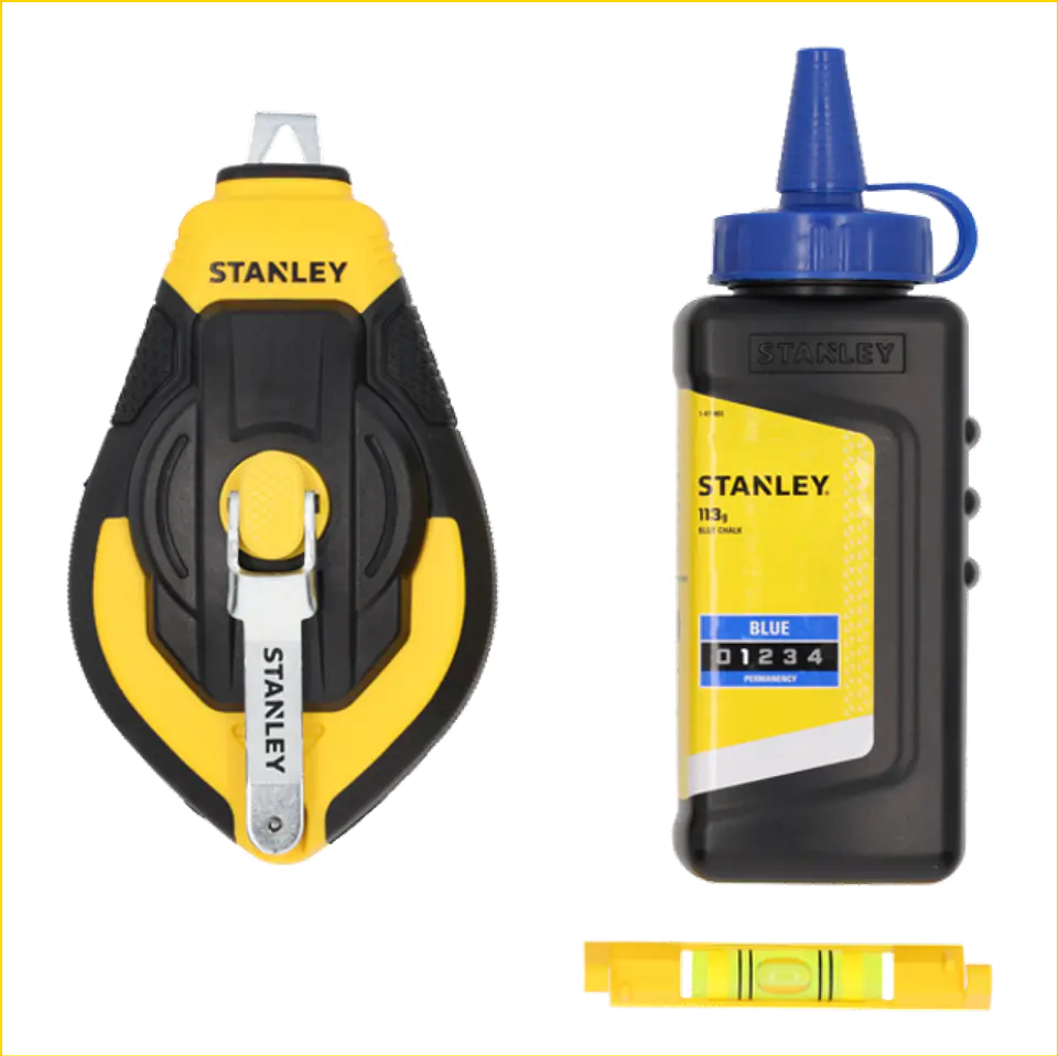 Traçador linhas ( Fio Blue) 30 MT 3.1 + Pó Azul + Nível STHT47312-0 STANLEY  1