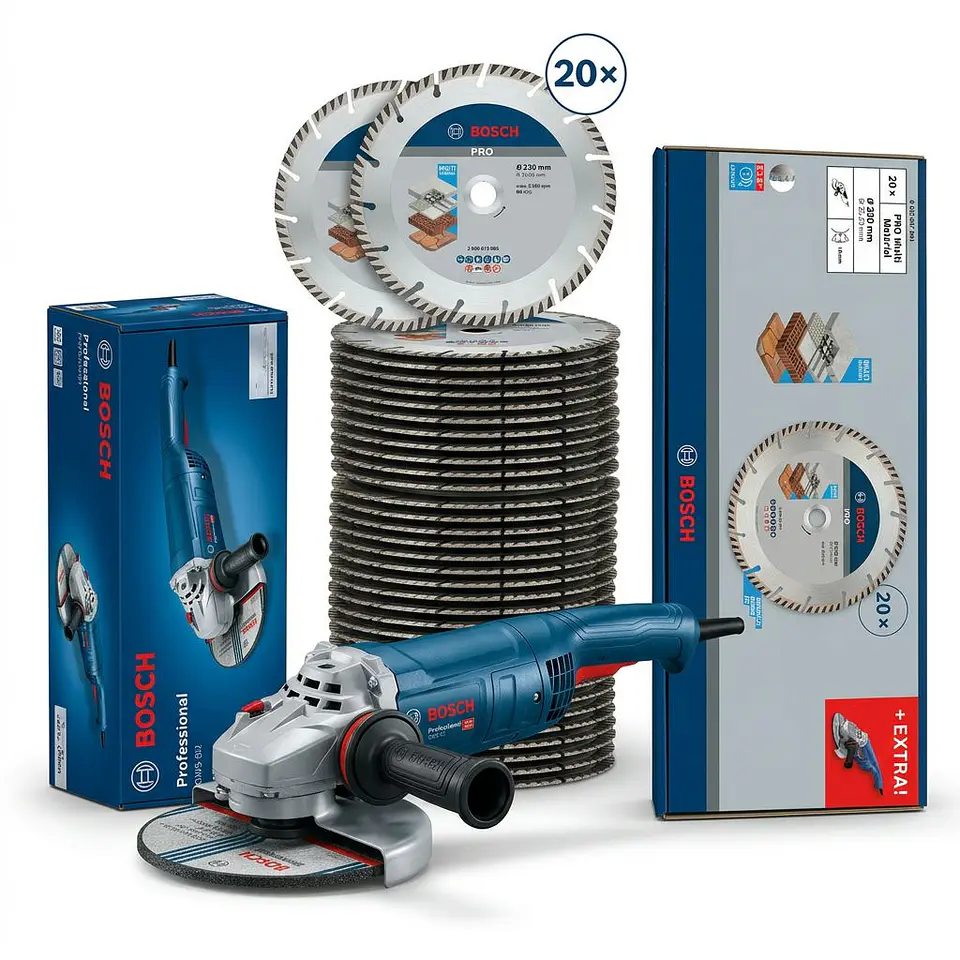 Conjunto de 20 discos de diamante 230mm + Rebarbadora 2200W GWS 22-230 J BOSCH 1