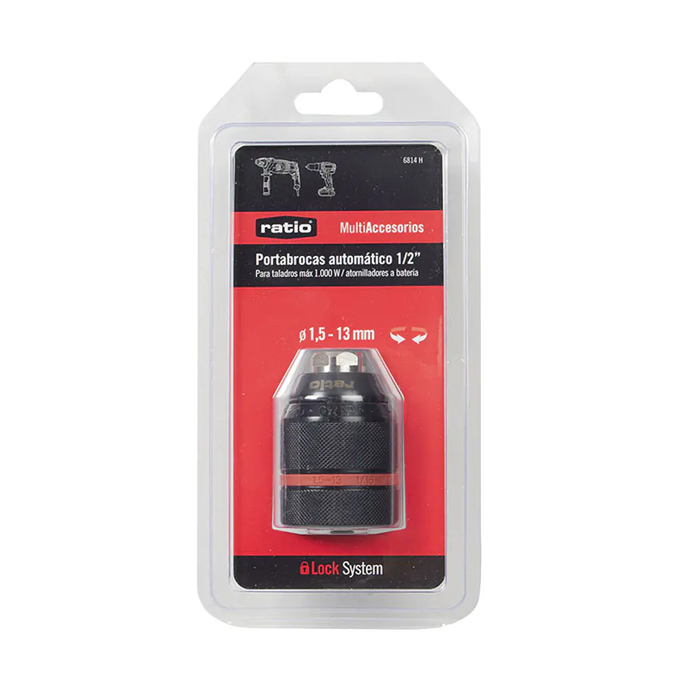 Bucha de Aperto Rápido para Berbequim/Aparafusadora Metálica 1/2x20 ø1.5 a 13 mm 6814 RATIO 3