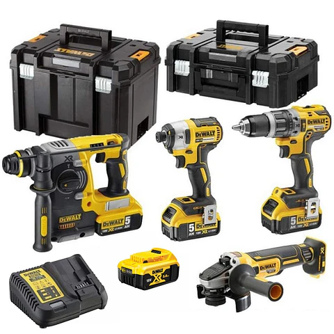 Kit de 4 Maquinas sem escovas XR18V com 4 Baterias 18V 5.0Ah DCK422P3T1-QW DEWALT