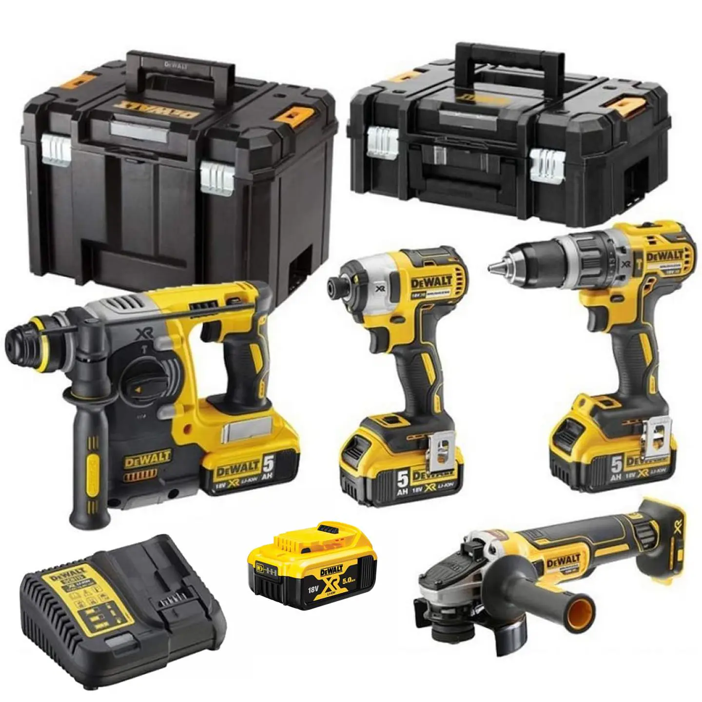 Kit de 4 Maquinas sem escovas XR18V com 4 Baterias 18V 5.0Ah DCK422P3T1-QW DEWALT 1