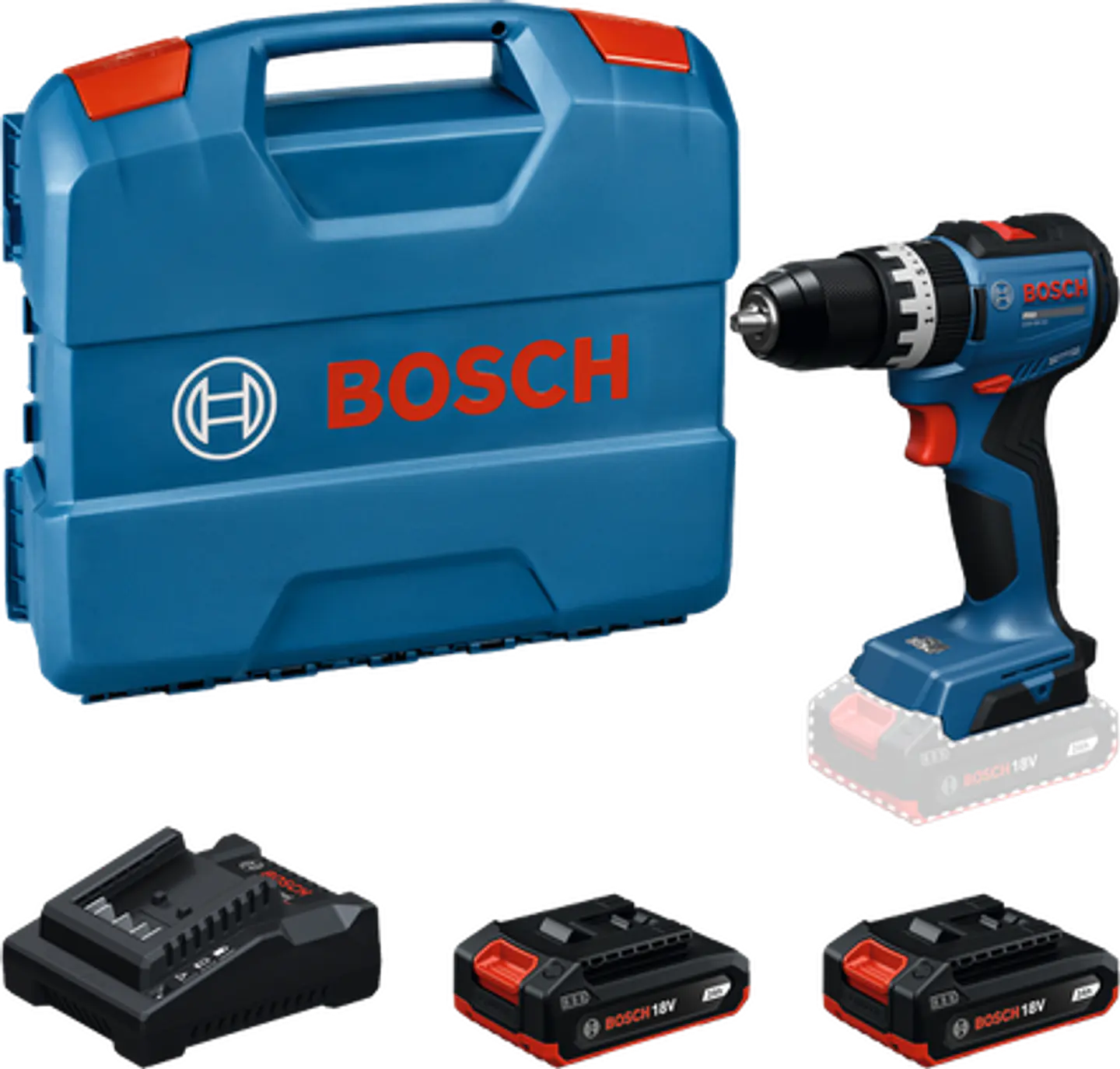 Berbequim/Aparafusadora sem fio GSB18V-52 BOSCH + 2 Baterias GBA 18V 2.0Ah + carregador GAL 18V-20 BOSCH 1
