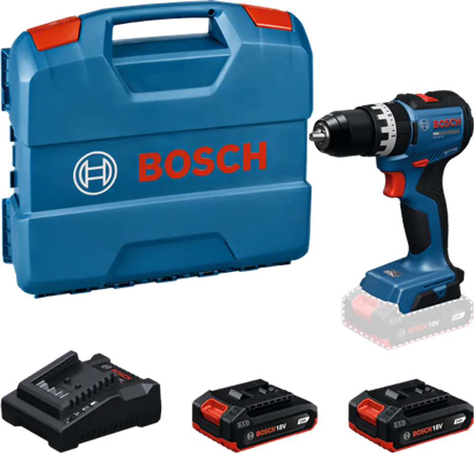 Berbequim/Aparafusadora sem fio GSB18V-52 BOSCH + 2 Baterias GBA 18V 2.0Ah + carregador GAL 18V-20 BOSCH 1